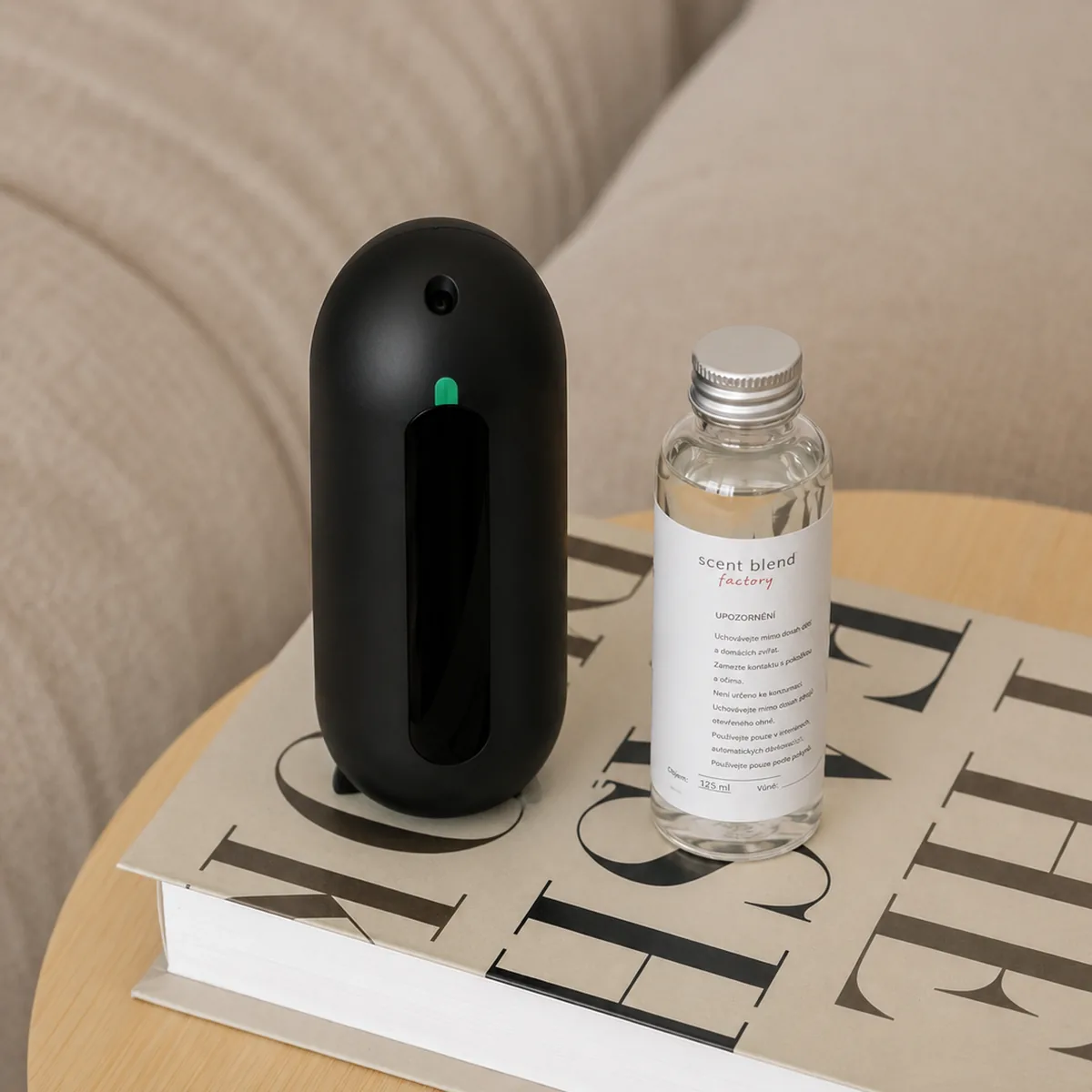 Scent Home Diffuser beside a 125 ml fragrance refill bottle